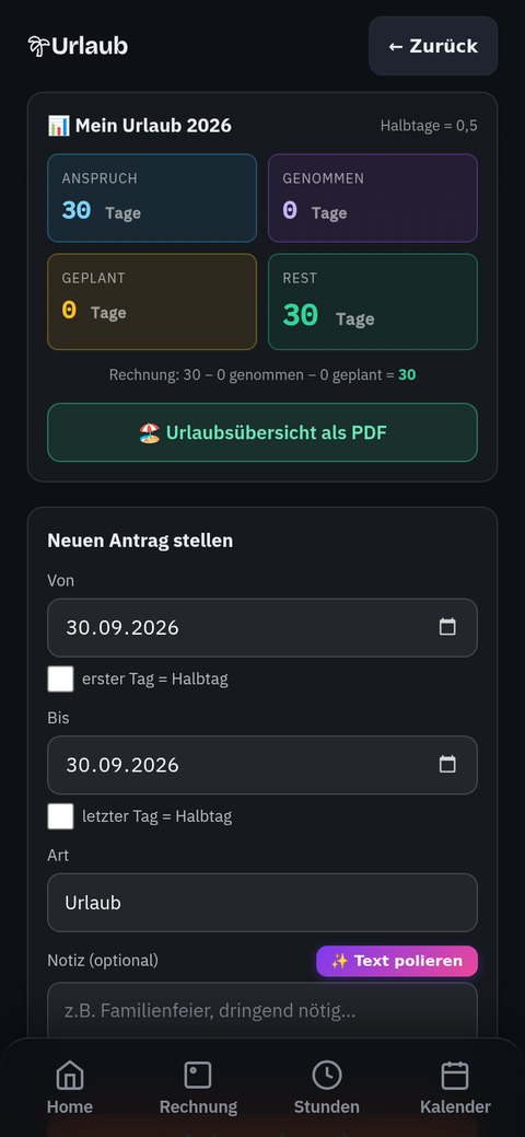 Urlaubsantrag am Handy